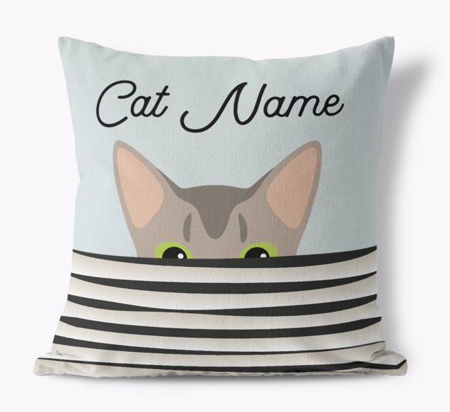 Peeking Cat: Personalized {breedCommonName} Canvas Pillow